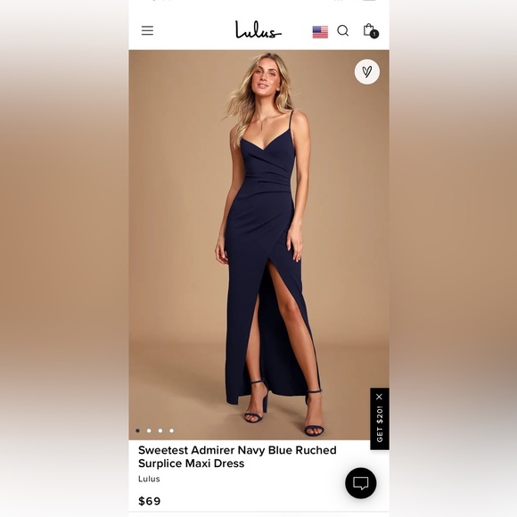 Lulus Dresses & Skirts - Lulus Sweetest Admirer Navy Blue Ruched Surplice Maxi Dress new with tags